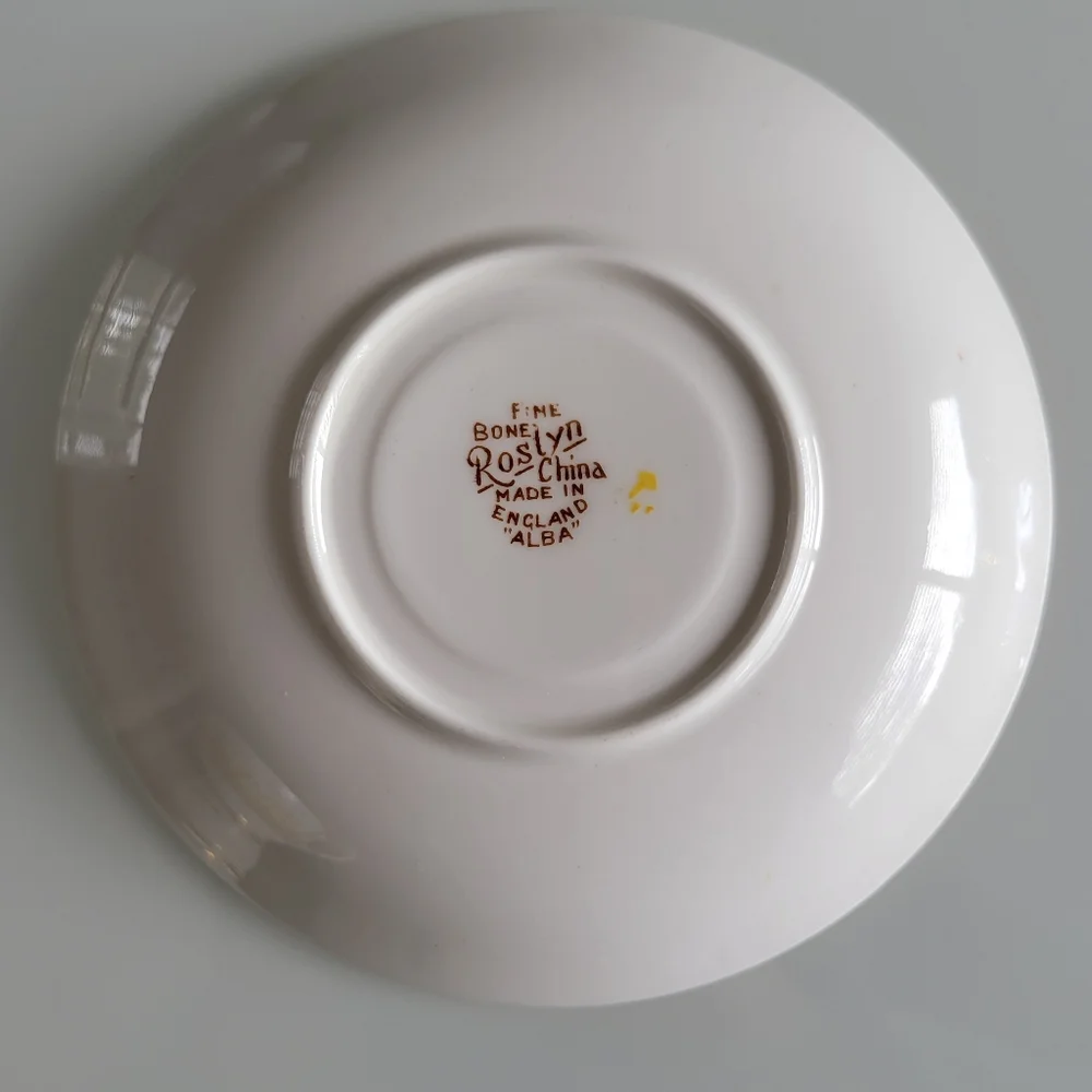 1940s Vintage Roslyn China Alba Teacup and Saucer Set